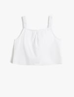 Crop Bluz Askılı Fiyonk Detaylı Pamuklu