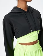 Crop Kapüşonlu Sweatshirt Uzun Kollu