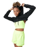 Crop Kapüşonlu Sweatshirt Uzun Kollu