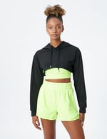 Crop Kapüşonlu Sweatshirt Uzun Kollu