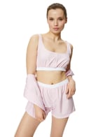 Crop Pijama Üstü Beli Lastikli Düğmeli Askılı