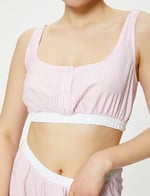 Crop Pijama Üstü Beli Lastikli Düğmeli Askılı
