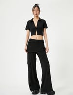 Crop Polo Tişört Kısa Kollu Slim Fit