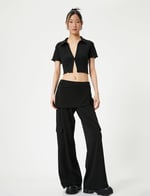 Crop Polo Tişört Kısa Kollu Slim Fit