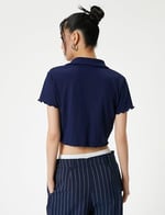 Crop Polo Tişört Kısa Kollu Slim Fit