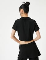 Crop Polo Tişört Kısa Kollu Slim Fit
