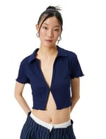Crop Polo Tişört Kısa Kollu Slim Fit