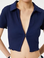 Crop Polo Tişört Kısa Kollu Slim Fit
