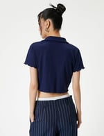 Crop Polo Tişört Kısa Kollu Slim Fit
