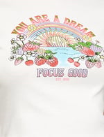 Crop Tişört Slogan Baskılı Kısa Kollu Bisiklet Yaka
