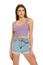 crop top kalın askılı kaşkorse fitilli kısa kadın atlet