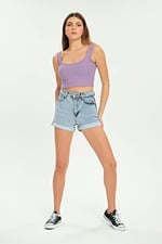 crop top kalın askılı kaşkorse fitilli kısa kadın atlet