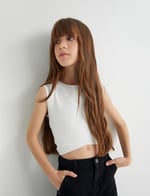 Crop Triko Atlet Halter Yaka Dar Kalıp Asimetrik Kesim