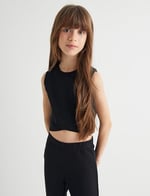 Crop Triko Atlet Halter Yaka Dar Kalıp Asimetrik Kesim