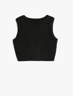 Crop Triko Atlet Halter Yaka Dar Kalıp Asimetrik Kesim