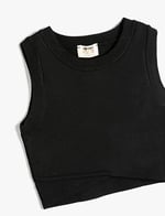 Crop Triko Atlet Halter Yaka Dar Kalıp Asimetrik Kesim