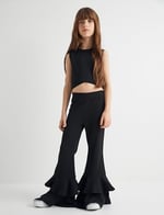 Crop Triko Atlet Halter Yaka Dar Kalıp Asimetrik Kesim