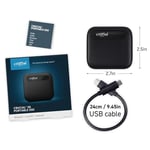 Crucial CT500X6SSD9 X6 500 GB Taşınabilir SSD – 540 MB/s'ye kadar – USB 3.2 – Harici Solid State Drive, USB-C - Seçenekler: X6 USB-C Portable SSD (up to 540 MB/s), X6 taşınabilir...