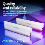 Crucial Pro DDR5 RAM 32 GB Kit (2x16GB) 6400MHz CL38, Hız Aşırtma Masaüstü Oyun Belleği, Intel XMP 3.0 ve AMD Expo Uyumlu - Beyaz CP2K16G64C38U5W