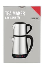 Crwn Elektrikli Çay Makinesi Çelik Çaydanlık Takımı Su Isıtıcı Türk Çayı 1800W