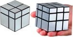 CuberSpeed Paket 2x2 Ayna Siyah Gövde Gümüş ve Mofangge 3x3 Ayna Blokları Gümüş Sihirli Küp Yapboz
