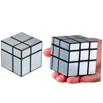 CuberSpeed Paket 2x2 Ayna Siyah Gövde Gümüş ve Mofangge 3x3 Ayna Blokları Gümüş Sihirli Küp Yapboz