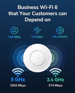 Cudy AX3000 2,5G WiFi 6 kablosuz erişim noktası, 2,5 Gbps RJ45, Business WiFi çözümü, şebeke desteği, kesintisiz dolaşım ve MU-MIMO, PoE veya DC ile çalışan, 12 V DC güç adaptörü dahildir, AP3000