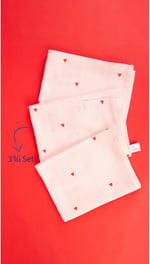 Cupid Kalp Desenli%100 Müslin -Pamuk Mutfak Kurulama Bezi Ve Bebek Omuz Bezi (3'lü Set)