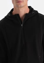 Dagi Erkek Fermuar Yaka Kapşonlu Termal Sweatshirt, Örme