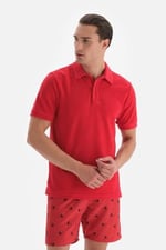 Dagi Erkek Havlu Polo Yaka Tişört, Pamuklu, Örme