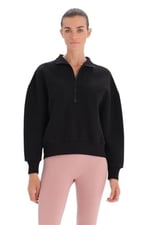 Dagi Kadın Kadın Fermuar Yaka Kapitone Sweatshirt, Pamuklu, Örme