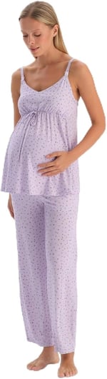 Dagi Kadın Metraj Çiçek Baskılı Penye Modal Hamile Pijama Takımı, Modal