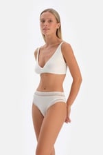 Dagi Kadın Micromodal Kruvaze Arkası Dantel Detaylı Üçgen Soft Bra, Örme