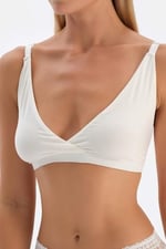 Dagi Kadın Micromodal Kruvaze Arkası Dantel Detaylı Üçgen Soft Bra, Örme