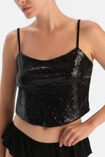 Dagi Kadın Payetli Crop Top, Örme