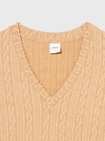 Dagi Kadın V Yaka Uzun Kollu Örgülü Sweatshirt, Örme, Süprem