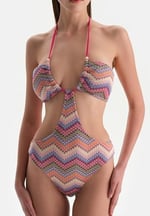 Dagi Tak Çık Kaplı Çıkarılabilir Askılı Missoni Baskılı Balensiz Mayo, 24SW85031GB