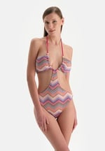 Dagi Tak Çık Kaplı Çıkarılabilir Askılı Missoni Baskılı Balensiz Mayo, 24SW85031GB