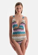 Dagi Tak Çık Kaplı Sabit Askılı Missoni Baskılı Balensiz Mayo, 24SW85032GB