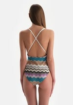 Dagi Tak Çık Kaplı Sabit Askılı Missoni Baskılı Balensiz Mayo, 24SW85032GB