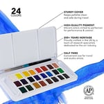 Daler Rowney Aquafine Sulu Boya Seyahat Seti, 24 Yarım Kap