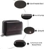 Damy Deri Cüzdan, Kadın Küçük RFID Kartlık, Fermuarlı, Erkek Mekanizmalı İnce, Mıknatıslı, Spor, Kartvizitlik, Mini Kredi Kartlık 925 (Siyah)