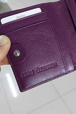 Damy Hakiki Deri RFID Korumalı Kadın Mini Cüzdan 906 - Mürdüm