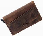 Damy Hakiki Deri Unisex Mekanizmalı Kartlık 611CR - Koyu Taba