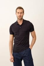 Danger Erkek Çizgi Desenli Slim-fit Kalıp Polo Yaka Yazlık Triko T-shirt - 5003DNGR