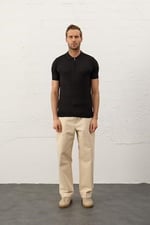 Danger Erkek Fermuarlı Slim-fit Kalıp Polo Yaka Ince Triko T-shirt - 5011DNGR