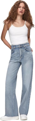 Danıca L Geniş Paça Yüksek Bel Jean Pantolon