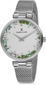 Daniel Klein DK02322F-05 Gümüş Çiçekli Kadın Kol Saati,3 Atm Su Geçirmez Özellikli, Hasır Bayan Kol Saati, Otomatik Kadın Saatler