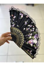 Dantelli Plastik Otantik Kadın Yelpazesi