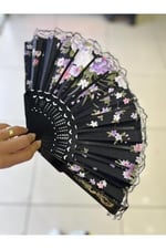Dantelli Plastik Otantik Kadın Yelpazesi